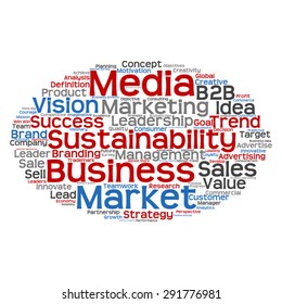 Vector concept or conceptual abstract word cloud on white background as metaphor for business, trend, media, focus, market, value, product, advertising or customer. Also for corporate wordcloud