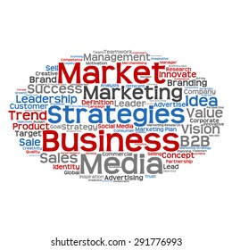 Vector concept or conceptual abstract word cloud on white background as metaphor for business, trend, media, focus, market, value, product, advertising or customer. Also for corporate wordcloud