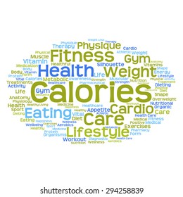 Vector concept or conceptual abstract word cloud on white background as metaphor for health, nutrition, diet, wellness, body, energy, medical, fitness, medical, gym, medicine, sport, heart or science