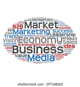 Vector concept or conceptual abstract word cloud on white background as metaphor for business, trend, media, focus, market, value, product, advertising or customer. Also for corporate wordcloud
