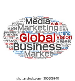 Vector concept or conceptual abstract word cloud on white background as metaphor for business, trend, media, focus, market, value, product, advertising or customer. Also for corporate wordcloud