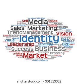 Vector concept or conceptual abstract word cloud on white background as metaphor for business, trend, media, focus, market, value, product, advertising or customer. Also for corporate wordcloud