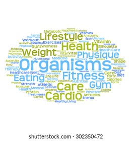 Vector concept or conceptual abstract word cloud on white background as metaphor for health, nutrition, diet, wellness, body, energy, medical, fitness, medical, gym, medicine, sport, heart or science