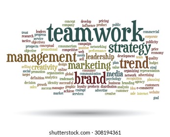 Vector concept or conceptual abstract word cloud on white background as metaphor for business, trend, media, focus, market, value, product, advertising or customer. Also for corporate wordcloud