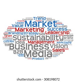 Concepto vectorial o nube conceptual abstracta de palabras sobre fondo blanco como metáfora para negocios, tendencias, medios, enfoque, mercado, valor, producto, publicidad o cliente. También para la nube de palabras corporativa