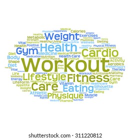Vector concept or conceptual abstract word cloud on white background as metaphor for health, nutrition, diet, wellness, body, energy, medical, fitness, medical, gym, medicine, sport, heart or science