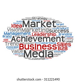 Vector concept or conceptual abstract word cloud on white background as metaphor for business, trend, media, focus, market, value, product, advertising or customer. Also for corporate wordcloud