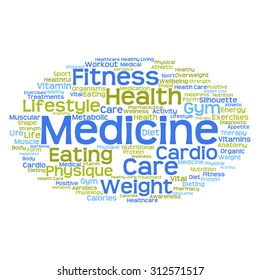 Vector concept or conceptual abstract word cloud on white background as metaphor for health, nutrition, diet, wellness, body, energy, medical, fitness, medical, gym, medicine, sport, heart or science