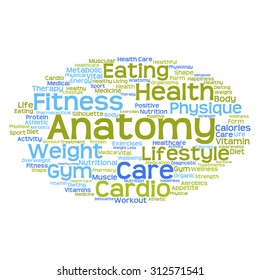 Vector concept or conceptual abstract word cloud on white background as metaphor for health, nutrition, diet, wellness, body, energy, medical, fitness, medical, gym, medicine, sport, heart or science