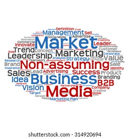 Vector concept or conceptual abstract word cloud on white background as metaphor for business, trend, media, focus, market, value, product, advertising or customer. Also for corporate wordcloud