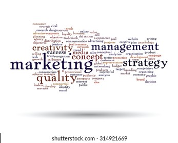 Vector concept or conceptual abstract word cloud on white background as metaphor for business, trend, media, focus, market, value, product, advertising or customer. Also for corporate wordcloud