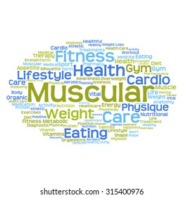 Vector concept or conceptual abstract word cloud on white background as metaphor for health, nutrition, diet, wellness, body, energy, medical, fitness, medical, gym, medicine, sport, heart or science