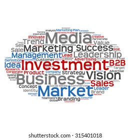 Concepto vectorial o nube conceptual abstracta de palabras sobre fondo blanco como metáfora para negocios, tendencias, medios, enfoque, mercado, valor, producto, publicidad o cliente. También para la nube de palabras corporativa
