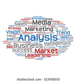 Vector concept or conceptual abstract word cloud on white background as metaphor for business, trend, media, focus, market, value, product, advertising or customer. Also for corporate wordcloud