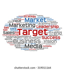 Vector concept or conceptual abstract word cloud on white background as metaphor for business, trend, media, focus, market, value, product, advertising or customer. Also for corporate wordcloud