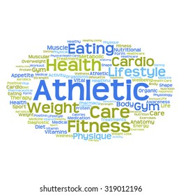 Concepto vectorial o nube de palabras abstracta conceptual sobre fondo blanco como metáfora para la salud, la nutrición, la dieta, el bienestar, el cuerpo, la energía, la medicina, la aptitud física, la medicina, la medicina, el deporte, el corazón o la ciencia