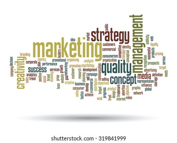 Vector concept or conceptual abstract word cloud on white background as metaphor for business, trend, media, focus, market, value, product, advertising or customer. Also for corporate wordcloud