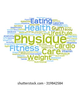 Vector concept or conceptual abstract word cloud on white background as metaphor for health, nutrition, diet, wellness, body, energy, medical, fitness, medical, gym, medicine, sport, heart or science