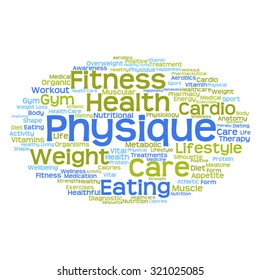 Vector concept or conceptual abstract word cloud on white background as metaphor for health, nutrition, diet, wellness, body, energy, medical, fitness, medical, gym, medicine, sport, heart or science