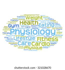 Vector concept or conceptual abstract word cloud on white background as metaphor for health, nutrition, diet, wellness, body, energy, medical, fitness, medical, gym, medicine, sport, heart or science