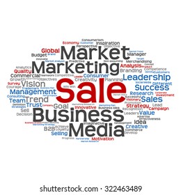 Concepto vectorial o nube conceptual abstracta de palabras sobre fondo blanco como metáfora para negocios, tendencias, medios, enfoque, mercado, valor, producto, publicidad o cliente. También para la nube de palabras corporativa