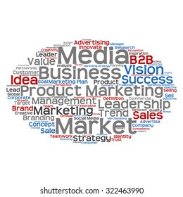 Vector concept or conceptual abstract word cloud on white background as metaphor for business, trend, media, focus, market, value, product, advertising or customer. Also for corporate wordcloud