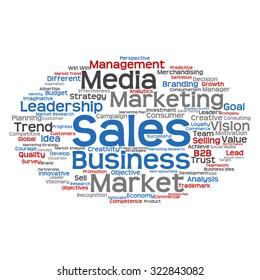 Vector concept or conceptual abstract word cloud on white background as metaphor for business, trend, media, focus, market, value, product, advertising or customer. Also for corporate wordcloud