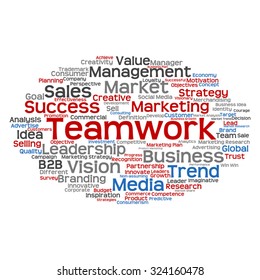 Concepto vectorial o nube conceptual abstracta de palabras sobre fondo blanco como metáfora para negocios, tendencias, medios, enfoque, mercado, valor, producto, publicidad o cliente. También para la nube de palabras corporativa