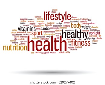 Vector concept or conceptual abstract word cloud on white background as metaphor for health, nutrition, diet, wellness, body, energy, medical, fitness, medical, gym, medicine, sport, heart or science