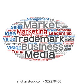 Conceito vetorial ou palavra abstrata conceitual nuvem no fundo branco como metáfora para negócios, tendência, mídia, foco, mercado, valor, produto, publicidade ou cliente. Também para nuvem de palavras corporativa