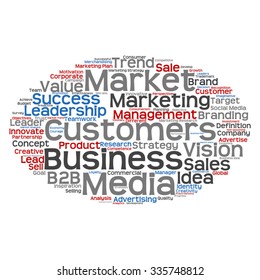 Vector concept or conceptual abstract word cloud on white background as metaphor for business, trend, media, focus, market, value, product, advertising or customer. Also for corporate wordcloud
