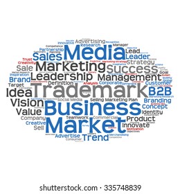 Conceito vetorial ou palavra abstrata conceitual nuvem no fundo branco como metáfora para negócios, tendência, mídia, foco, mercado, valor, produto, publicidade ou cliente. Também para nuvem de palavras corporativa
