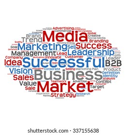 Vector concept or conceptual abstract word cloud on white background as metaphor for business, trend, media, focus, market, value, product, advertising or customer. Also for corporate wordcloud