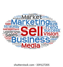 Vector concept or conceptual abstract word cloud on white background as metaphor for business, trend, media, focus, market, value, product, advertising or customer. Also for corporate wordcloud