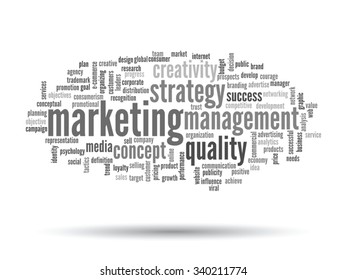 Vector concept or conceptual abstract word cloud on white background as metaphor for business, trend, media, focus, market, value, product, advertising or customer. Also for corporate wordcloud