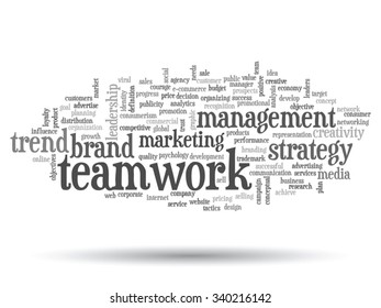 Vector concept or conceptual abstract word cloud on white background as metaphor for business, trend, media, focus, market, value, product, advertising or customer. Also for corporate wordcloud