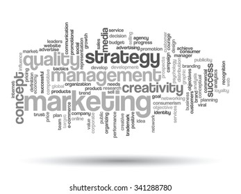 Vector concept or conceptual abstract word cloud on white background as metaphor for business, trend, media, focus, market, value, product, advertising or customer. Also for corporate wordcloud