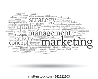 Vector concept or conceptual abstract word cloud on white background as metaphor for business, trend, media, focus, market, value, product, advertising or customer. Also for corporate wordcloud