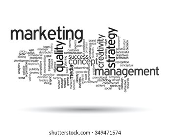Vektorkonzept oder konzeptuell abstrakte Wortwolke auf weißem Hintergrund als Metapher für Unternehmen, Trends, Medien, Fokus, Markt, Wert, Produkt, Werbung oder Kunden. Auch für Corporate WordCloud