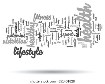 Vector concept or conceptual abstract word cloud on black background, metaphor to health, nutrition, diet, wellness, body, energy, medical, fitness, medical, gym, medicine, sport, heart science