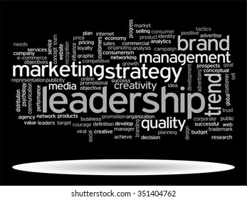 Vector concept or conceptual abstract word cloud on black background as metaphor for business, trend, media, focus, market, value, product, advertising or customer. Also for corporate wordcloud