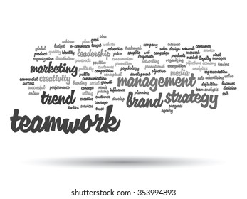 Concepto vectorial o nube conceptual abstracta de palabras sobre fondo blanco como metáfora para negocios, tendencias, medios, enfoque, mercado, valor, producto, publicidad o cliente. También para la nube de palabras corporativa