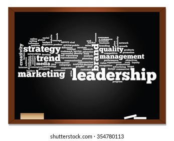 Vector concept or conceptual abstract word cloud on blackboard background as metaphor for business, trend, media, focus, market, value, product, advertising or customer. Also for corporate wordcloud