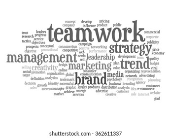 Vector concept or conceptual abstract word cloud on white background as metaphor for business, trend, media, focus, market, value, product, advertising or customer. Also for corporate wordcloud