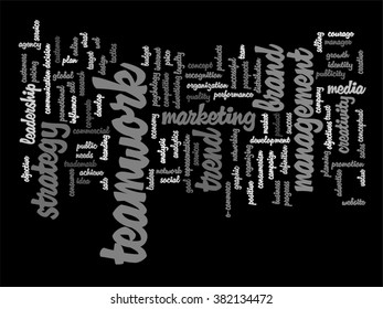 Vector concept or conceptual abstract word cloud on black background as metaphor for business, trend, media, focus, market, value, product, advertising or customer. Also for corporate wordcloud