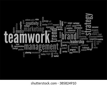 Vector concept or conceptual abstract word cloud on black background as metaphor for business, trend, media, focus, market, value, product, advertising or customer. Also for corporate wordcloud
