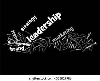 Vector concept or conceptual abstract word cloud on black background as metaphor for business, trend, media, focus, market, value, product, advertising or customer. Also for corporate wordcloud