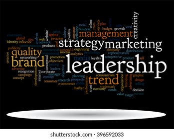 Vector concept or conceptual abstract word cloud on black background as metaphor for business, trend, media, focus, market, value, product, advertising or customer. Also for corporate wordcloud