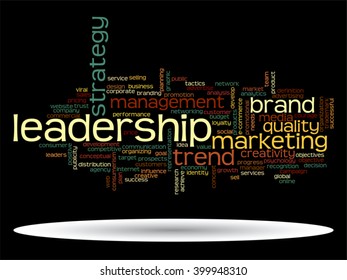 Vector concept or conceptual abstract word cloud on black background as metaphor for business, trend, media, focus, market, value, product, advertising or customer. Also for corporate wordcloud