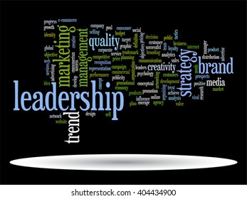 Vector concept or conceptual abstract word cloud on black background as metaphor for business, trend, media, focus, market, value, product, advertising or customer. Also for corporate wordcloud